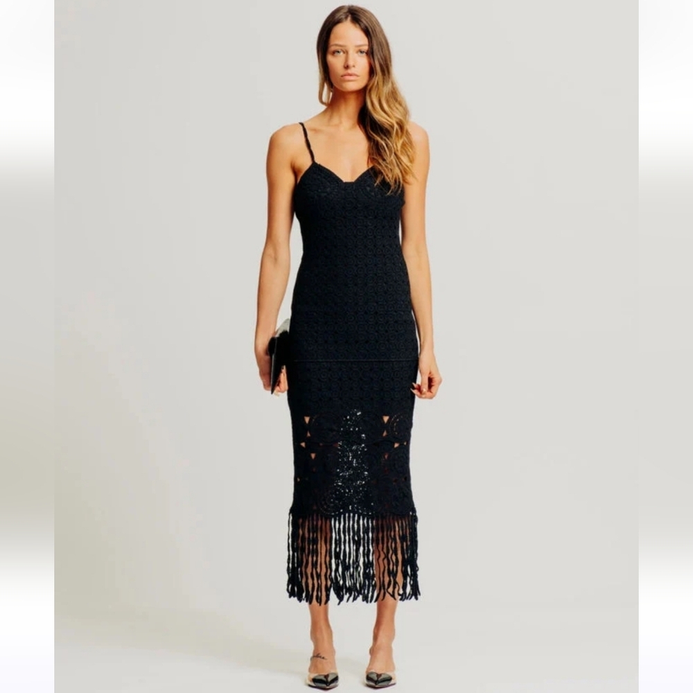 Torn By Ronny Kobo Toby Dress Size Medium Black